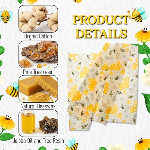 Reusable Beeswax Wraps Roll 13 x 39 Inch, Organic Eco-Friendly Sustainable Beeswax Food Wraps, Food Storage Wraps Beeswax Paper Cloth for Sandwich, Cheese, Fruit, Bread, Snacks - Image 3
