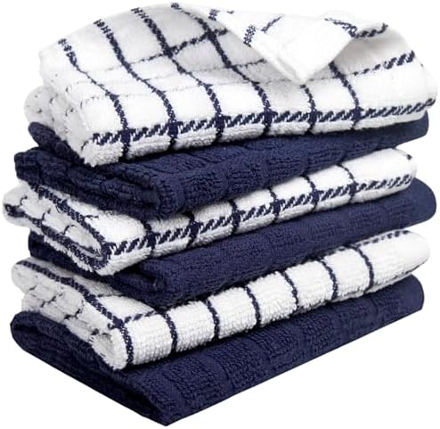 Bumble Dish Cloths (6-Pack), 100% Cotton Kitchen Towels, 12"x12" - Navy - Image 6