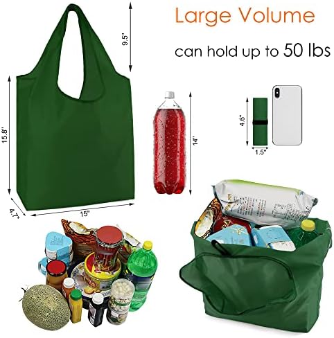 BeeGreen Reusable Bags for Shopping Machine Washable 12 Pack Xlarge Grocery bags Reusable Heavy Duty Folding with Elastic Band Colorful Tote Gift Bags Lightweight Durable Polyester - Image 3