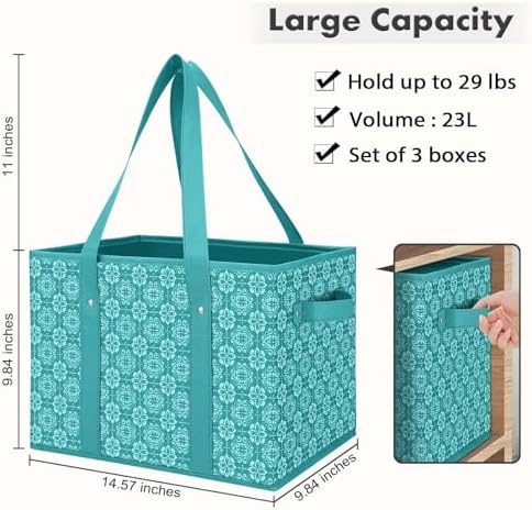 Reusable Grocery Bags 3 Pack, Foldable & Water Resistant Shopping Bags - Image 3