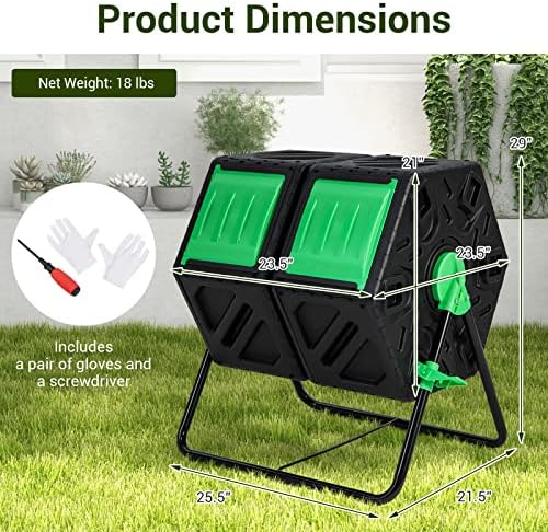 Goplus Compost Bin, Dual Chamber 34.5 Gal Compost Tumbler with 2 Rotating Chambers, Sliding Doors, High-Volume Outdoor Garden Composter, Rotating Composting Bin for Garden Yard, BPA Free - Image 7