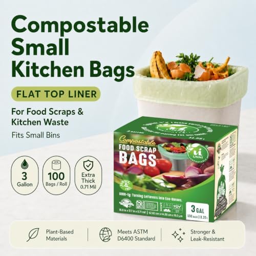 UNNI 3 Gallon Compost Bags for Countertop Bin, 100 CT, Extra Thick 0.71 Mil - Image 2