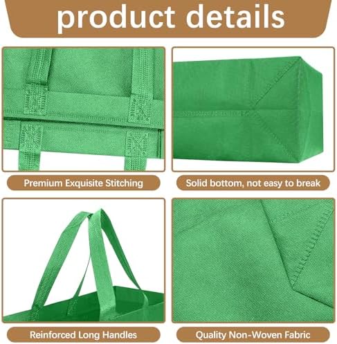 Reusable Grocery Bags 12.6 * 6.3 * 11.8 in - Non Woven Totes Bag with Reinforced Handles, Shopping Bags Bulk - Image 3