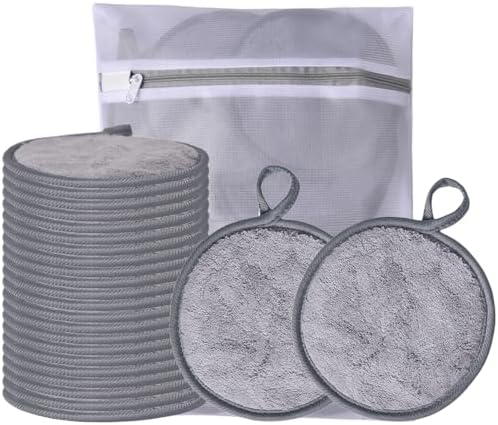 Large Reusable Makeup Remover Pads Face Cleaning Pad 5"x 5" Grey 24 Pack by VIcolour