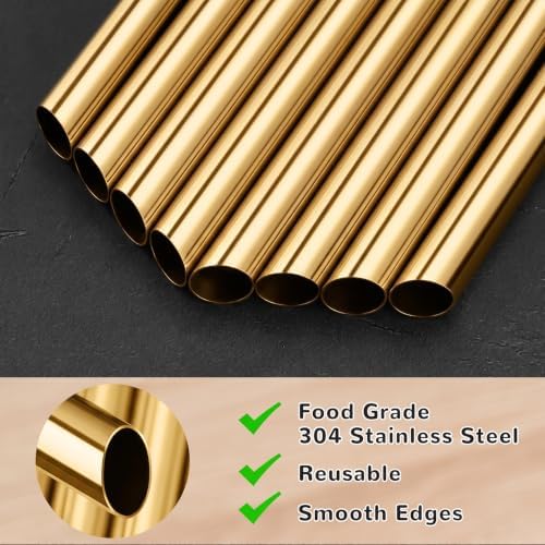NiHome 4-Pack Stainless Steel Straws for Boba, Smoothie, 10.4” Metal Straws - Image 6