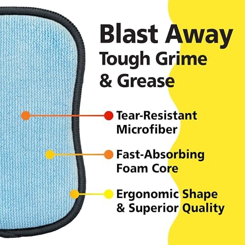 Original Scrub-N-Wipe Pad by Tuff-Scrub, 6-Pack, Microfiber, Multi-Surface, Non-Scratch, Dual-Sided, Scrubber for Dishes, Sinks, Non-Stick Cookware – Machine Washable, Durable Kitchen Sponge (Large) - Image 3