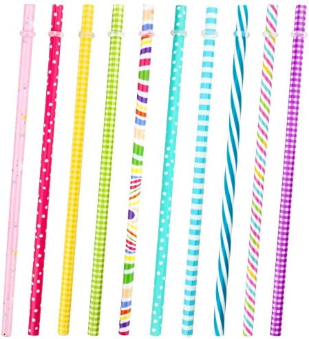 JANYUN 40 Pcs Reusable Plastic Straws, Colorful Printing Hard Plastic Straw - Image 2