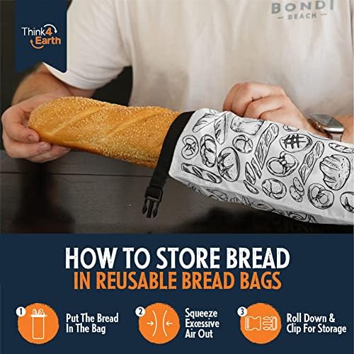 THINK4EARTH® - Large Bread and Baguette Bags (White, Baguette Bag 2 Pack) - Image 5