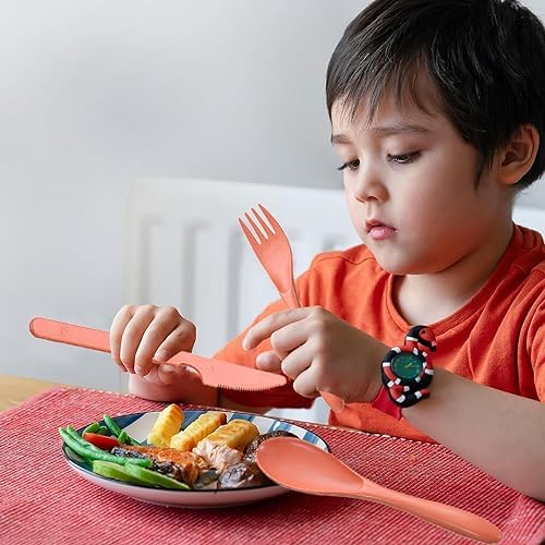 Reusable Travel Utensils Set with Case Wheat Straw Fork Spoon Knife Cutlery - Image 4
