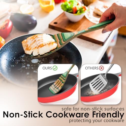 HOWHONG Wooden Spoons for Cooking, 7-Piece Pakkawood Wooden Utensil Set - Image 5