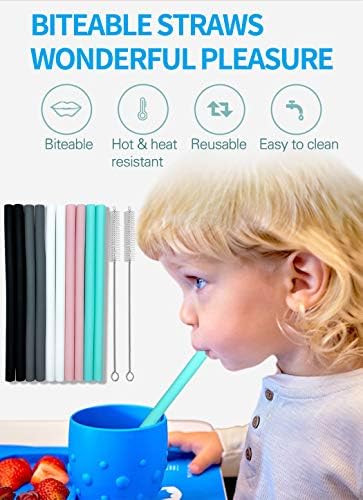 Silicone Straws Set of 10 Straight Smoothies Straws Large Silicon Reusable Drinking Straws with Cleaning Brushes Extra Long for 20oz and 30oz Tumbler - Flexible - Image 4