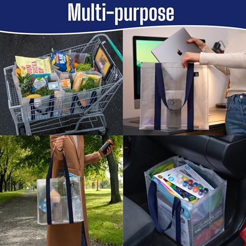 VENO 4 Pack Large Grocery Bag Reusable Shopping Bags with Hard Bottom - Image 2