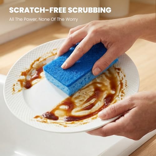 Metflavor Kitchen Sponges, 12 Count, Dual-Sided Non-Scratch Scrub Sponge - Image 4
