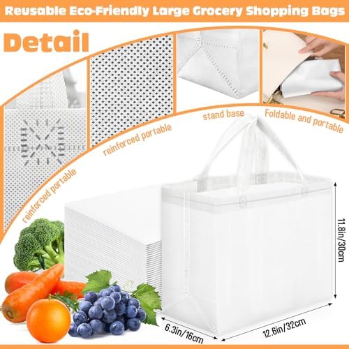 Windyun Reusable Grocery Bags Non Woven with Handles - Image 2