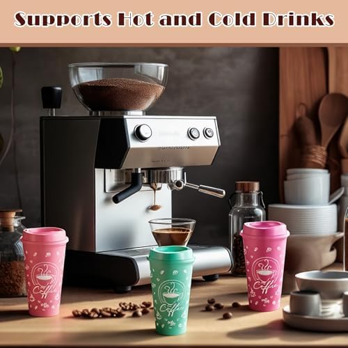 12 Sets Reusable Coffee Cups with Lids, 16oz, Rainbow - Image 5