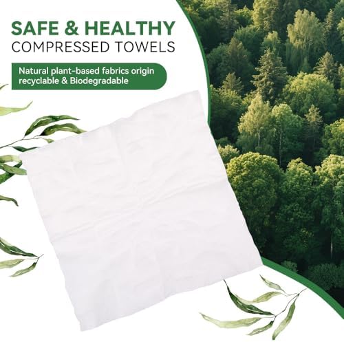 Compressed Towels - 100 Pack Compressed Cotton Hand Wipe, Portable Toilet Paper Tablets for Travel, Camping, Gym - Image 3