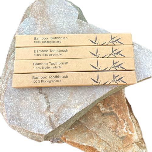 Adult Natural Bristle Toothbrush [4-Pack], Castor Bristles, 100% Biodegradable, Plant Based Bristles and Bamboo Handle - Image 7