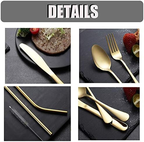 Travel Utensils Set with Case Reusable Stainless Steel Silverware Flatware Set 9 Pcs Portable Cutlery Eating Utensils Set for Lunch Boxes Workplace Camping School, Dishwasher Safe (Multi) - Image 3