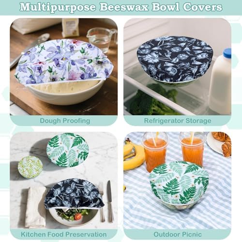 5Pcs Reusable Beeswax Elastic Bowl Covers for Bread Proofing and Food Cover - Image 5