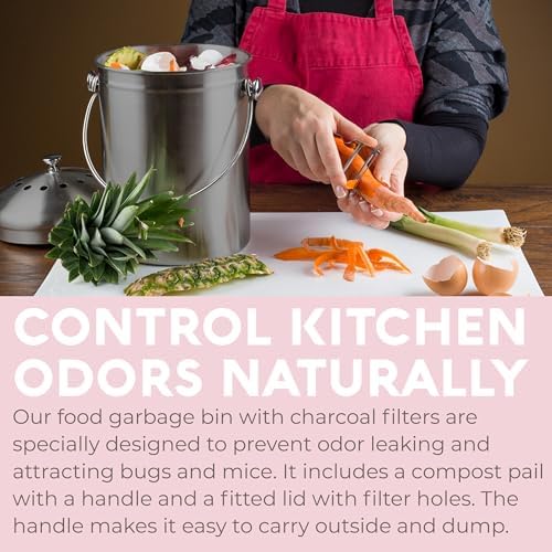 Epica Kitchen Compost Bin for Kicthen Countertops, 1.3 Galllon - Grey - Image 5