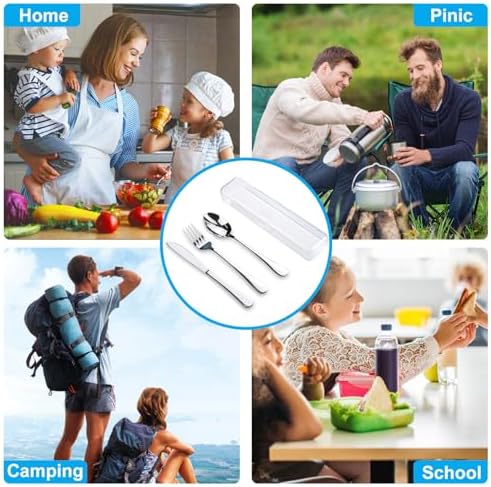 Travel Utensils With Case, Stainless Steel Reusable Portable Utensils Set With Case, Lengnoyp Travel Silverware Set - Image 6
