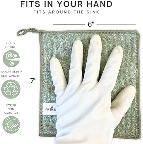 Whiffkitch Dishcloths Kitchen Dishrag Cleaning Scrub Reusable 6pk 6x7in - Image 3