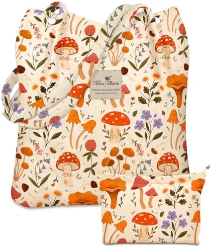 Miss Adola 2 Pack Corduroy Tote Bag with Pouch for Women by MissAdola