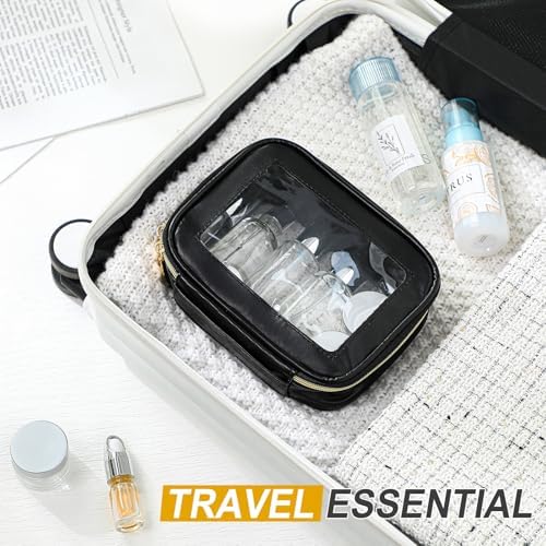Jingmore 13 Pcs Glass Skincare Travel Containers Mini Makeup Containers Travel Size Toiletries Bottles with Pump Spray and PU Leather Toiletry Bag for Liquid Serum Cream Moisturizers Oils (Silver) - Image 6