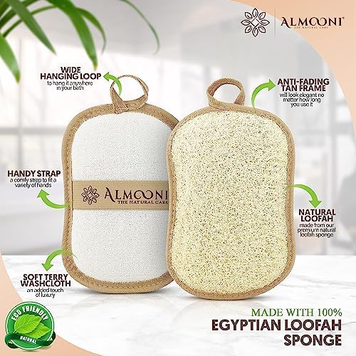 Almooni Natural Loofah Body Scrubber, Exfoliating Loofah Sponge, 2 Pack - Image 2