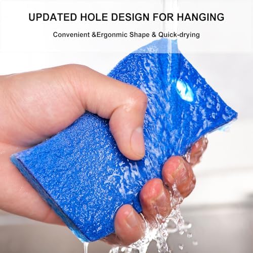 METUUTER 12-Count Scrub Sponges Kitchen Sponge Heavy Duty, Cellulose Sponges with Scouring Pads Dual-Sided for Kitchen and Household Use (S-Multi) - Image 5
