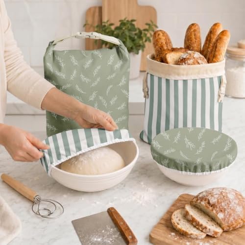 Britimes Reusable Bread Bags Set, Beeswax, XL, Zero Waste, Sage Green - Image 7