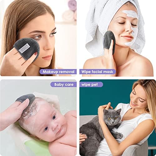 SUNLAND Reusable Makeup Remover Pads for Face,Eyes,Lips Microfiber Face Cleansing Gloves Washable Makeup Remover Cloth with Laundry Bag Rounds Pads - Image 6