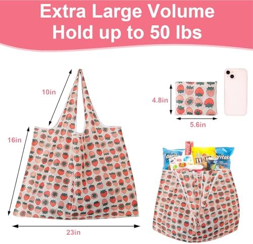 ZooviHyvi Extra Large 50lbs Foldable Reusable Shopping Bags kitchen reusable grocery bags Washable Polyester Bags in Pocket - Image 3