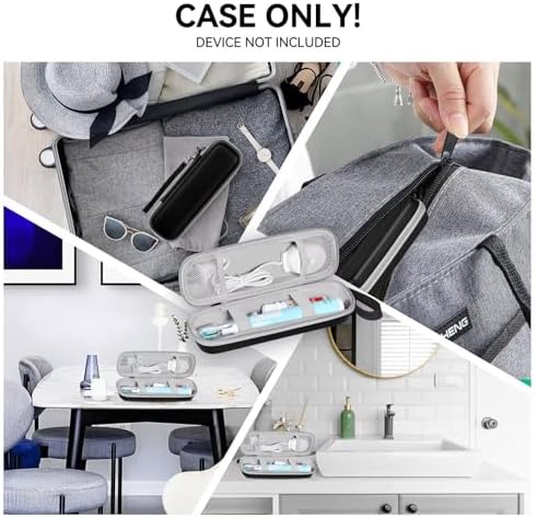 Travel Case for Oral-B/Oral-B Pro/Phlips Sonicare Electric Toothbrush with 2pcs Toothbrush Heads Cover Cap, Portable Hard Protective Storage Bag with Accessories Storage (Black) - Image 6