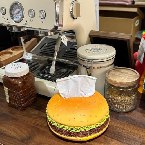 Hamburger Shaped Tissue Box Cover, Cute Burger Napkin Holder, Desktop Facial Tissue Dispenser, Kitchen Countertop Tissue Container - Image 5