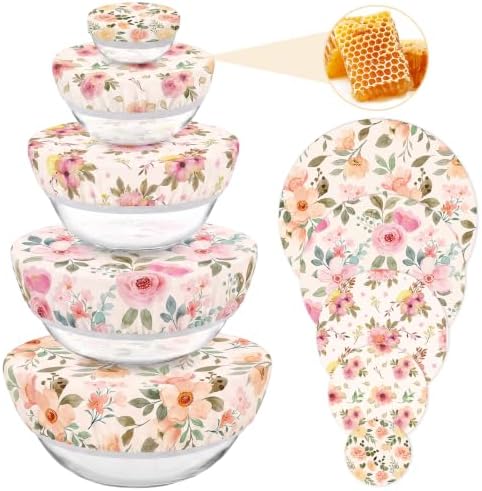 Sitsink Beeswax Bowl Covers Floral Reusable Food Wrap 5 Pack by SitsinkArtCraftsTools