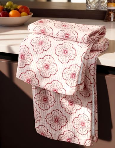 Miss Adola 370GSM Cotton Waffle Kitchen Towels, Sakura by MissAdola