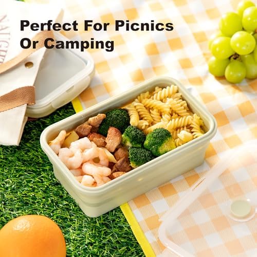 Collapsible Silicone Food Storage Containers with Airtight Lid & Vent 40oz - Image 2