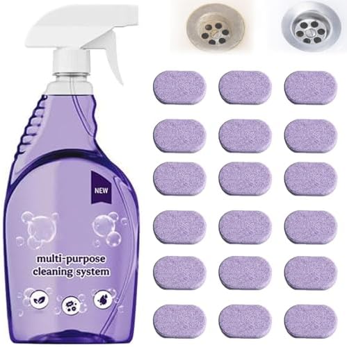 The All-In-One Multi Purpose Cleaning System - Cleaning Spray for Instant Stain Removal, With Concentrated Cleaning Tablets, for Home, Kitchen, Bathroom & More (1 Bottle+18 Pcs) by Unknown
