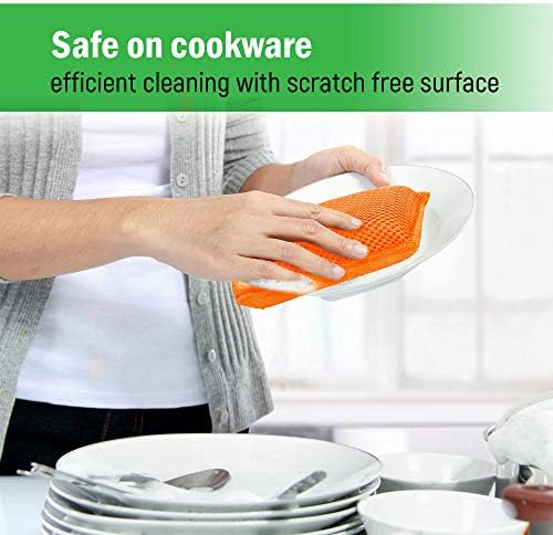 Miracle Microfiber Kitchen Sponge by Scrub-It - Non-Scratch Heavy Duty Dishwashing Cleaning sponges- Machine Washable- (Orange) - Image 2
