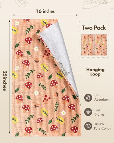 Miss Adola 370GSM Cotton Waffle Kitchen Towels, Mushroom - Image 4
