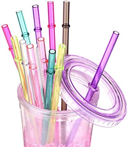 Dakoufish 9 inch Long Reusable Tritan Replacement Drinking Straws for 12 oz 16 oz Mason Jar,Tumblers, Set of 12 with Cleaning Brush (9 inch,7color) - Image 4