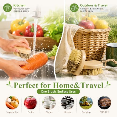 DEBETOOL 2-Pack Bamboo Vegetable Brush Scrubber for Food - Image 6