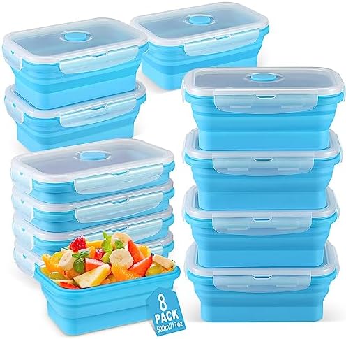 Mifoci 8 Sets of Silicone Collapsible Bowls, Blue, 17 Oz/ 500 ml by Mifoci