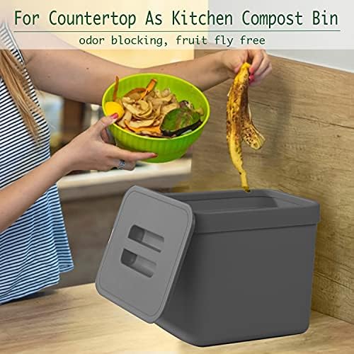 Kitchen Trash Can with Lid, LALASTAR Wall-Mounted Under Sink Small Garbage Can for Kitchen, Bathroom, Compost Bin Countertop, Cabinet Trash Can Hanging, 1.8 Gallon, (Black, 7L) - Image 2