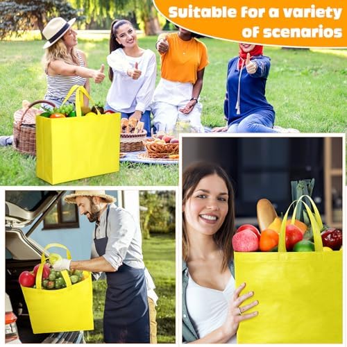 Windyun Reusable Grocery Bags Large Non Woven Shopping Bags with Handles Foldable Portable Tote, 16x6x12 Inch - Image 2