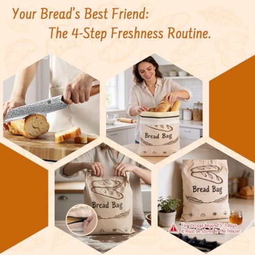 2-Pack Reusable Beeswax Bread Bags for Sourdough & HomemadeBread with Zipper, 16.5 x 13 inch bread bags for Food Storage - Image 5