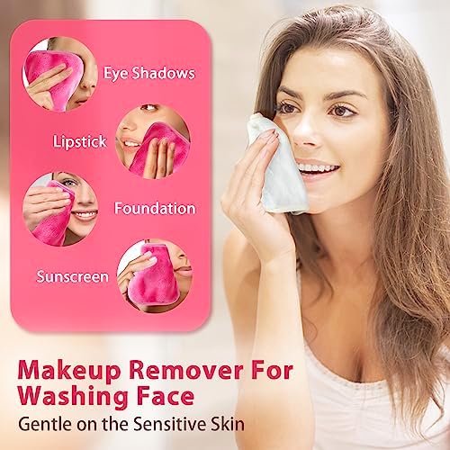 Makeup Remover Cloth, 6" x 6" Make Up Towels Reusable Face Cloth for Washing Face, Makeup Remover Pads Microfiber Face Washcloth with Mesh Bag, Just Water, 12 Pack - Image 2