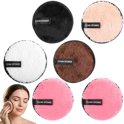5 Pcs Reusable Cotton Rounds for Face Soft Makeup Remover Pads Washable Makeup Remover Cloth Double-Sided Reusable Makeups Removers Pads for Facial Cleansing 5 Colors by Unknown