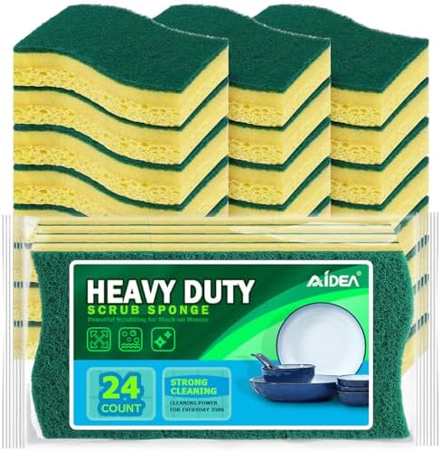 AIDEA Sponges Kitchen-24Count, Heavy-Duty Scrub Sponges, Sponges for Dishes by AIDEAHOME